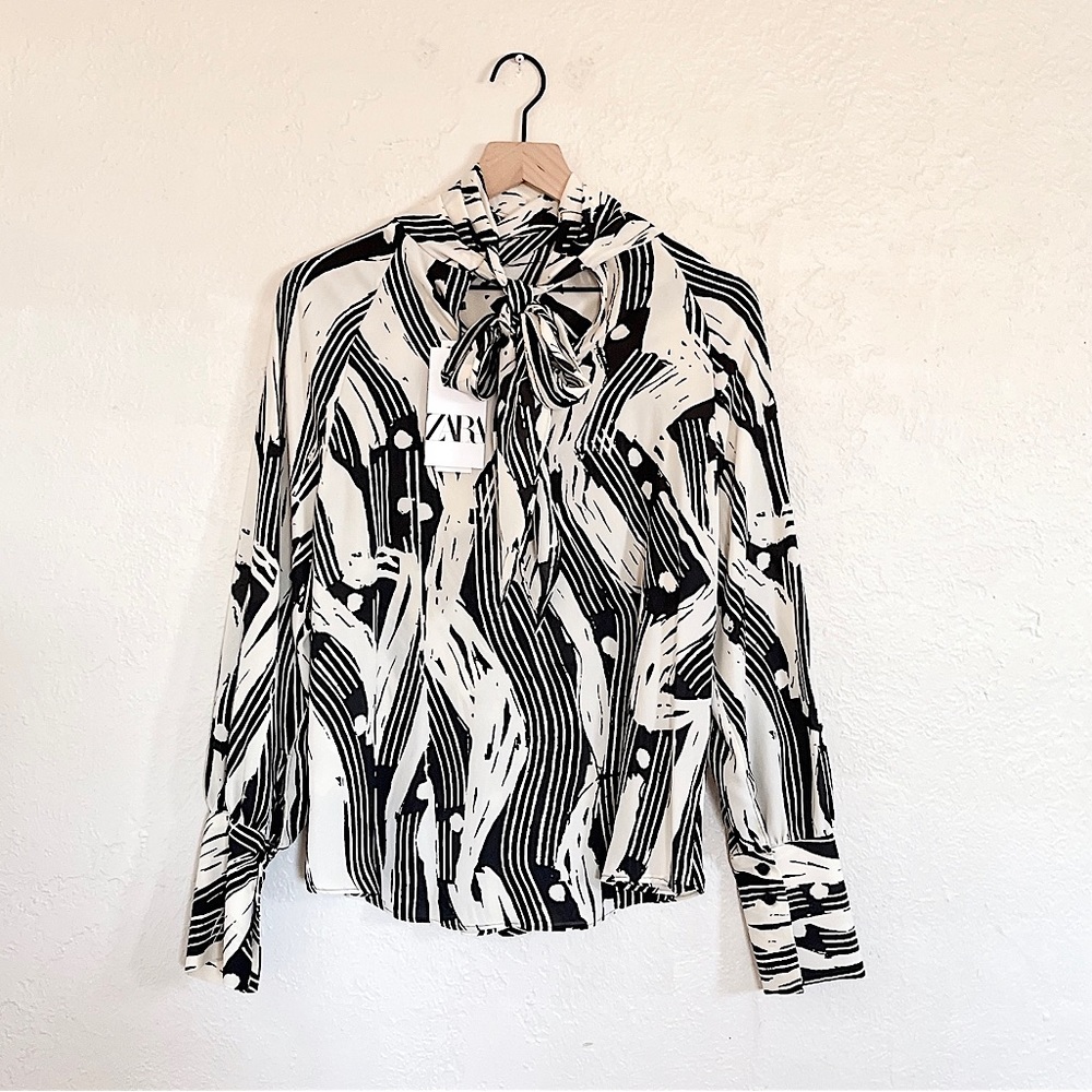 Zara Tied Print Blouse